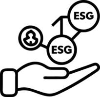 ESG icon held in hand representing environmental social governance in sustainable ethical business connected via network on green background concept as Hand holds ESG icon symboliz Clean Set 2 vector