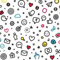 a colorful pattern with social icons white background vector