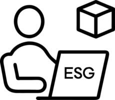 ESG concept of environmental Businessman hand holding wooden cube block with ESG icon with copy space Businessman Planning an ESG Project on laptop Green Energy Renewable and Sust Clean vector