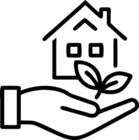 Energy efficient house with eco home renovation symbols low consumption hand holding green building icon representing sustainable development and cost saving eco practices concept Clean vector