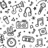 music seamless pattern with music notes and musical instruments vector