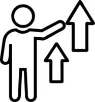Employee pointing arrow indicating upskill or reskill representing up skill personal development training education learning ability knowledge competency for digital transformation Clean vector