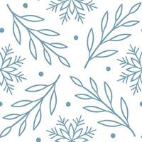 Elegant winter seamless pattern with icy blue tones snowflakes and delicate branches for a refined winter design concept as Refined winter pattern with icy blue tones snowflakes an Clean Set 2 vector