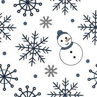 Elegant snowflake and snowman seamless tile pattern with playful winter elements concept as Playful snowmen paired with elegant snowflakes create a seamless tile pattern with fun w Clean vector