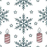 Elegant snowflake and candle seamless tile pattern with warm winter glow and frosty accents concept as Elegant snowflakes paired with warm candles create a seamless tile pattern wi Clean Set 2 vector