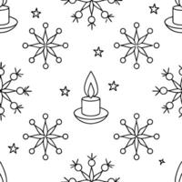 Elegant snowflake and candlelight seamless tile pattern with glowing winter ambiance concept as Glowing candlelight paired with elegant snowflakes create a seamless tile pattern wi Clean vector