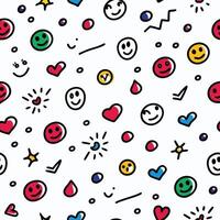 smiley face seamless pattern white background vector