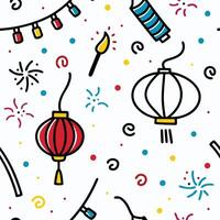 chinese new year seamless pattern white background, vector