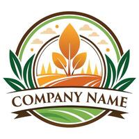 a logo for a company with a tree and field white background vector