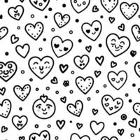 seamless pattern with hearts and faces white background vector