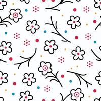 a pattern with flowers and dots on a white background white background vector