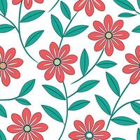 Dynamic summer flowers seamless pattern with flowing petals and bright energetic colors for lively summer visuals concept as Lively summer flower pattern with flowing petals and br Clean Set 2 vector