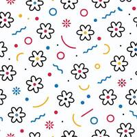 a pattern with flowers and shapes on a white background white background vector