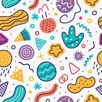 seamless pattern colorful and shapes white background vector