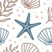 Driftwood and seashells seamless tile pattern with soft beach colors for a coastal inspired decor concept as Driftwood and seashells with soft beach colors create a coastal inspire Clean vector