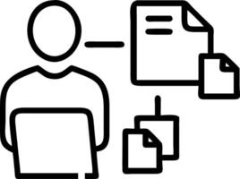 Document management concept with icons on virtual screen ERP Businessman working on the computer for document management concept online documentation database and digital file sto Clean vector