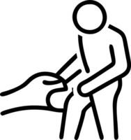 Doctor physiotherapist working examining treating injured knee of patient his using the handle to the patient knee to check for pain concept as A physiotherapist treating an injur Clean vector