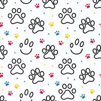 a pattern with paw prints and smiley faces white background vector