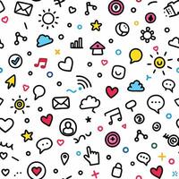 a colorful pattern with social white background vector