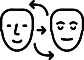 Deepfake concept matching facial movements face swapping impersonation showcasing realistic fake videos and images concept as Deepfake concept illustrating matching f Clean vector