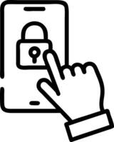 Cyber security concept businessman hand using smartphone with lock icon symbolizes online protection and secure digital interactions concept as Highlights digital security measure Clean vector