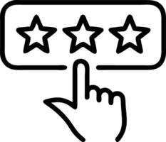 Customer rates service experience through online survey application giving five stars and feedback reviews to assess quality and influence business reputation rankings concept as Clean vector