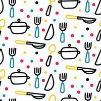 a pattern with kitchen utensils spoons white background vector