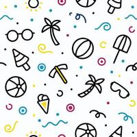 seamless pattern with beach icons white background vector