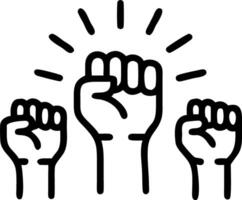 crowd protesters people raised fist fighting rights sunlight revolution protest concept concept as A crowd of protesters with fists raised under sunlight symbolizes unity activism Clean vector