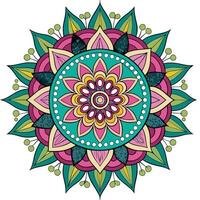 a colorful flower design of a circle white background vector