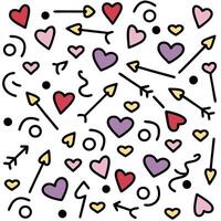 a pattern with hearts and arrows white background vector