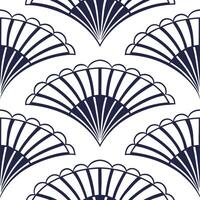Create a seamless pattern featuring fan shaped motifs with intricate detailing in silver and navy concept as Design a repeating pattern showcasing fan shaped designs with elaborate Clean vector