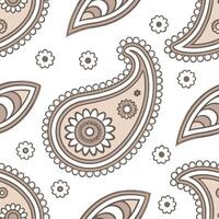 Create a seamless pattern combining paisley and geometric shapes in muted earth tones concept as Develop a repeating design that merges traditional paisley elements with geometric Clean vector