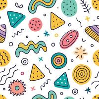 seamless pattern with colorful shapes and shapes white background, vector