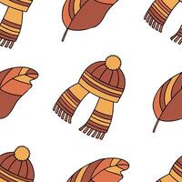 Cozy knitted scarf seamless tile pattern with autumn colors and textured details concept as Autumn colors and textured details in a cozy knitted scarf create a seamless tile patter Clean vector