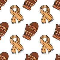 Cozy knitted mittens and scarves seamless tile pattern with autumn hues and textures concept as Knitted mittens and scarves in autumn hues create a cozy seamless tile pattern with Clean Set 2 vector