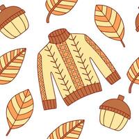 Cozy knitted sweater seamless tile pattern with autumn inspired colors and textures concept as Autumn inspired colors and textures in a cozy knitted sweater seamless tile pattern i Clean vector