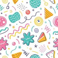 seamless pattern with colorful shapes white background, vector