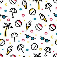 seamless pattern with beach and summer objects vector