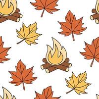 Cozy campfire seamless tile pattern with warm flames and autumn foliage concept as Warm campfire flames and autumn foliage create a cozy seamless tile pattern perfect for fall deco Clean vector