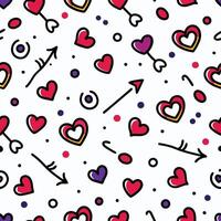 a pattern with hearts and arrows it white background vector
