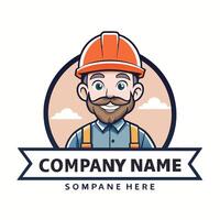 a man with a beard and mustache wearing a hard hat and ov eralls vector