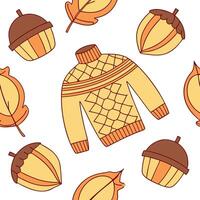 Cozy autumn sweater seamless tile pattern with warm colors and textured knits concept as Warm colored textured knits create a cozy autumn sweater seamless tile pattern perfect for Clean vector