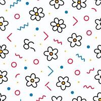 a pattern with flowers and geometric shapes vector