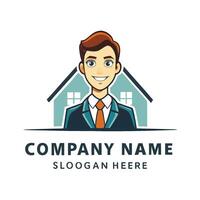 a man in a suit and tie is standing in front of a house white background vector