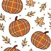 Cozy autumn plaid and pumpkin seamless tile pattern with warm colors and festive vibes concept as Warm plaid patterns combined with pumpkins create a cozy autumn plaid seamless til Clean vector