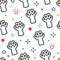 a pattern with paw prints and stars vector