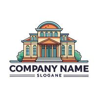 a building with a large front and a large front door vector