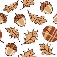 Cozy autumn plaid and acorn seamless tile pattern with warm colors and rustic textures concept as Warm plaid patterns and acorns create a cozy autumn seamless tile pattern with rus Clean vector