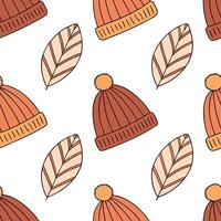 Cozy autumn knit hats seamless tile pattern with warm colors and textured details concept as Warm colored knitted hats with textured details create a cozy autumn knit hats seamless Clean vector